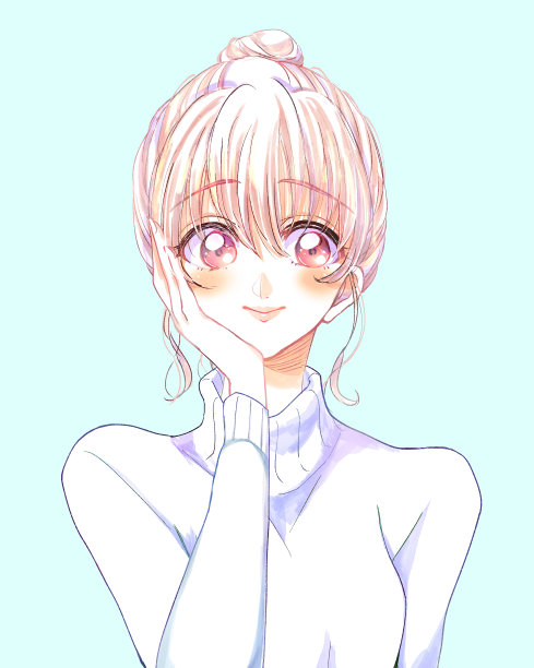 一个女人的插图与明亮的表情图片下载