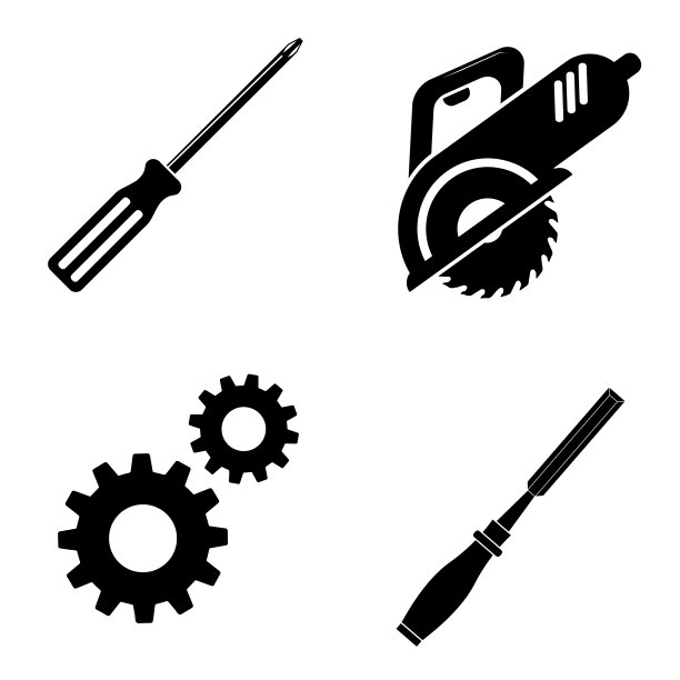 工作图标集。十字头螺丝刀，齿轮，凿子，圆锯图片下载
