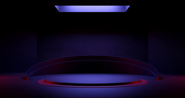 空旷抽象的工业混凝土内部。混凝土地板和黑暗的房间。三维演示图片下载