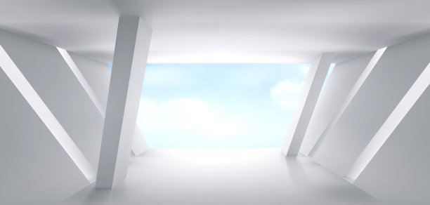 抽象的房间，白色的走廊空间，背景图片下载