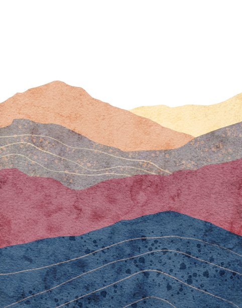 山脉景观水彩纹理背景图片下载