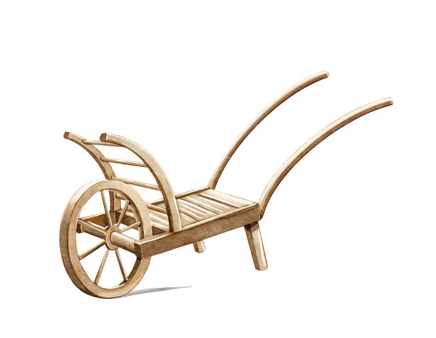 水彩卡通复古彩色手推车图片下载