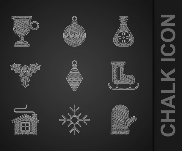 设定圣诞球雪花连指手套的数字图片下载