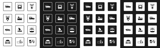 设置小型摩托车货船与箱子交付图片下载