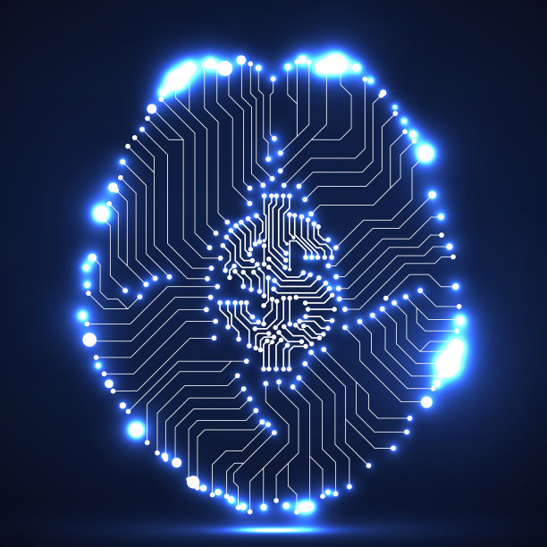 技术大脑与美元符号内隔离在黑暗的背景，创造性的想法图片下载