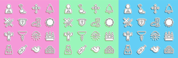 设置线条彩绘玻璃燃烧蜡烛烛台图片下载