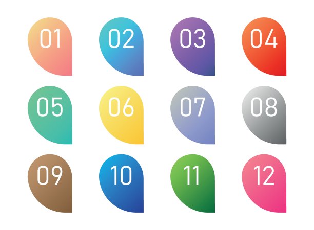 数字字体图标在平面风格。印刷矢量插图孤立的背景。数字排版标识业务概念。图片下载