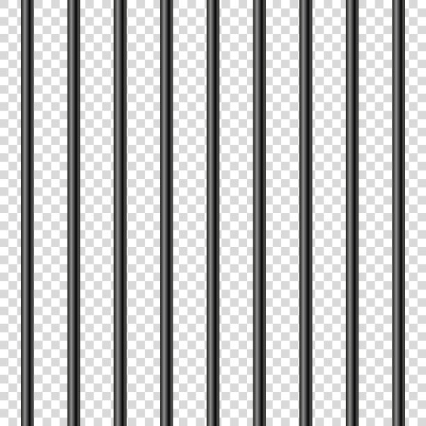 黑色金属监狱栏杆，铁笼栅栏背景矢量素材图片下载