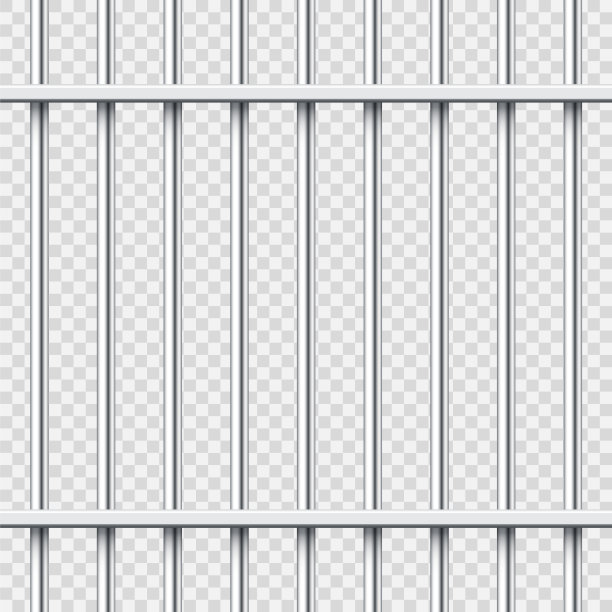 逼真金属监狱栏杆矢量素材图片下载