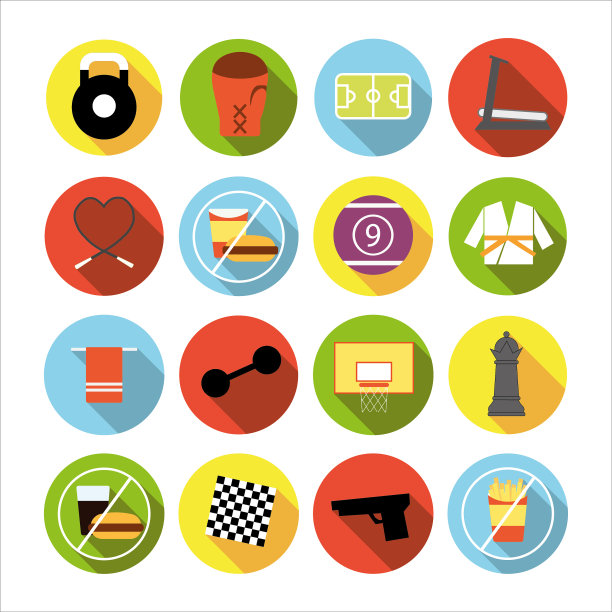 一套扁平的运动图标图片下载