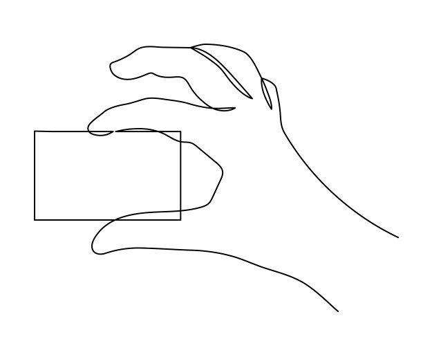 手持信用卡，一线艺术，手绘连续轮廓。商务装修。极简主义的设计。可编辑的中风。图片下载