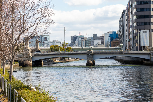大阪稻谷江上的浪和桥图片下载