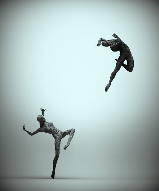 一对由电线组成的情侣在背景上跳舞图片下载