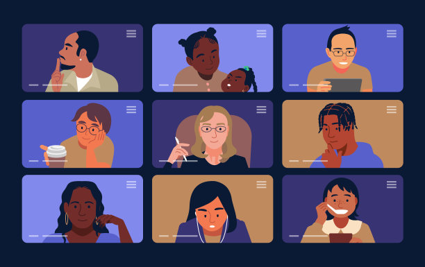 不同的人在网上开会图片下载