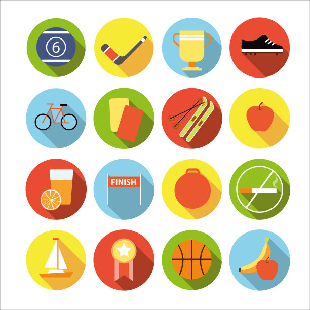 一套扁平的运动图标图片下载