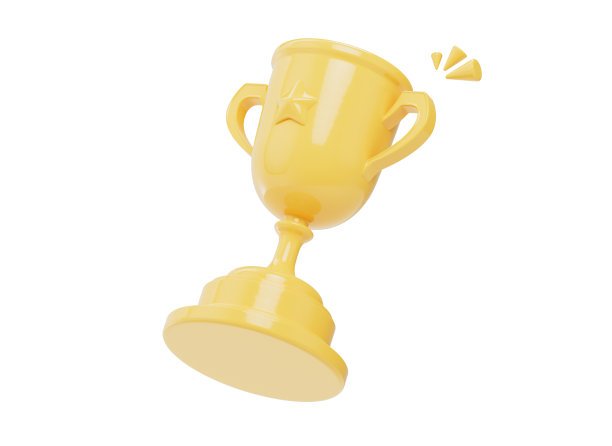 3D胜利杯图标，第一名识别和黄金奖励标志。图片下载