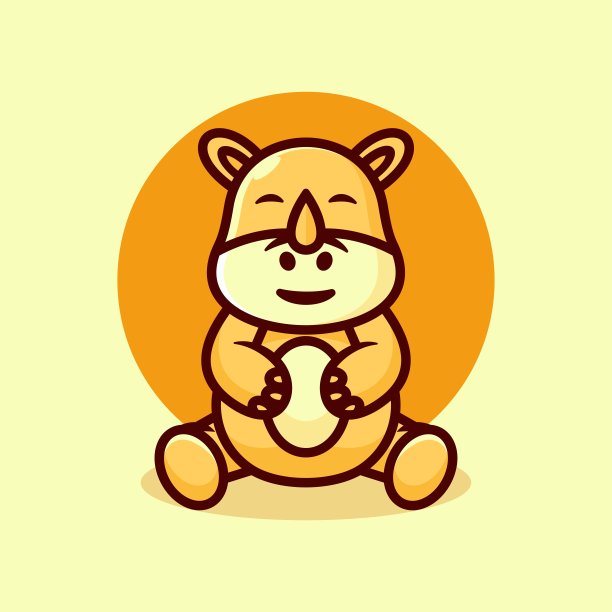 矢量插图犀牛吉祥物卡通风格。图片下载