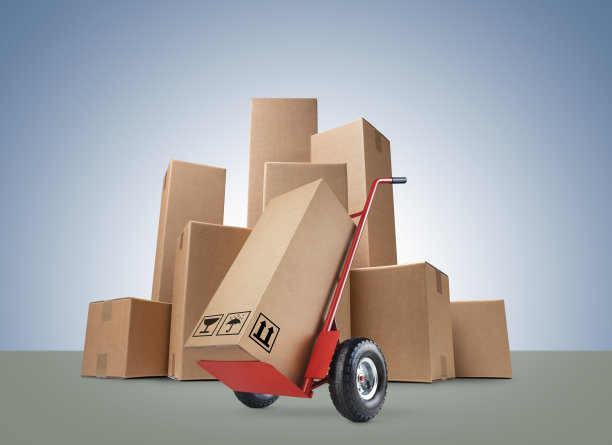 手推车和纸箱图片下载