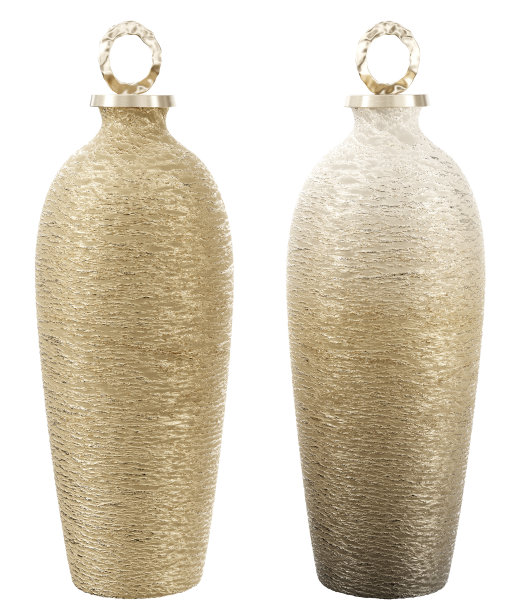 当代风格的金属罐子。家庭装饰和口音。家居装饰配件。孤立的内部对象。三维渲染图片下载