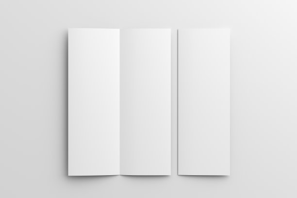 半折叠传单A4垂直小册子模拟白色背景。正上方视图图片下载