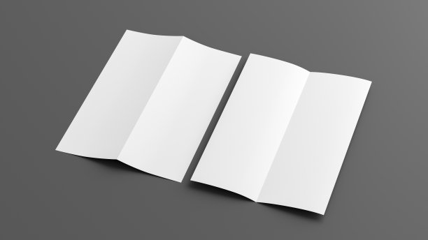 半折叠传单A4垂直小册子模拟灰色背景。侧视图图片下载