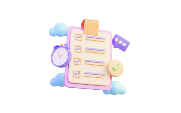 文档检查表与时钟消息检查标记云图标在白底3d渲染概念图片下载