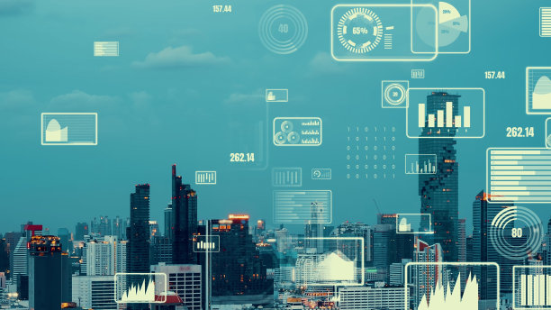 商业数据分析界面飞越智慧城市，展现改变未来图片下载