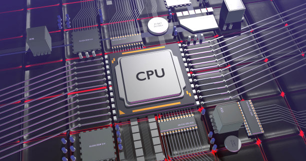 Cpu处理器在电路板上。人工智能与神经网络。图片下载