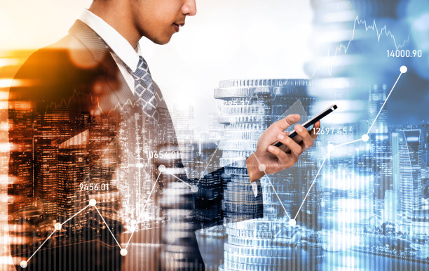 商人工作与数字金融业务图形感知技术图片下载