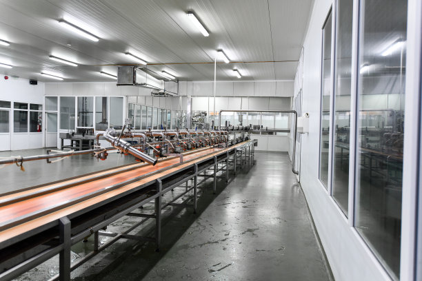 食品加工厂生产线上用白软干酪填充辣椒的机械图片下载