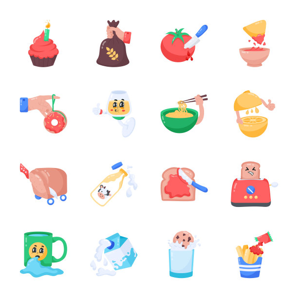 健康快餐贴纸套装图片下载