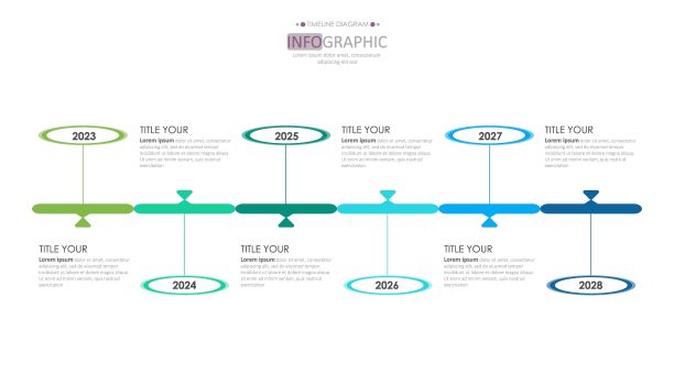 现代6步时间轴图，展示信息图矢量。图片下载