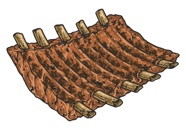 牛排骨复古彩色贴纸图片下载