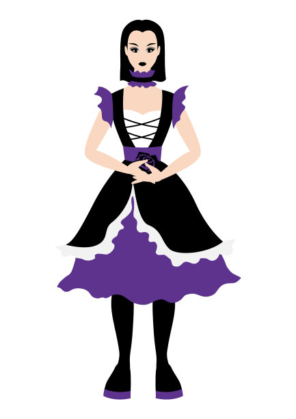 穿着哥特风格黑色连衣裙的女孩图片下载