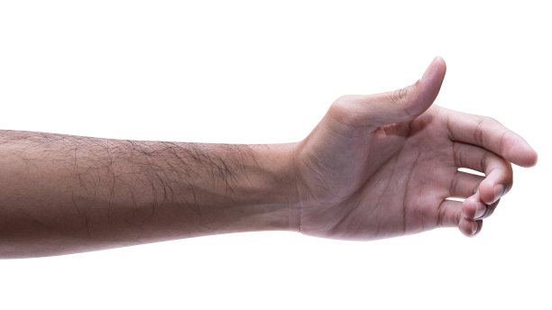 孤立的男性手拿着类似瓶子或罐子的东西。图片下载