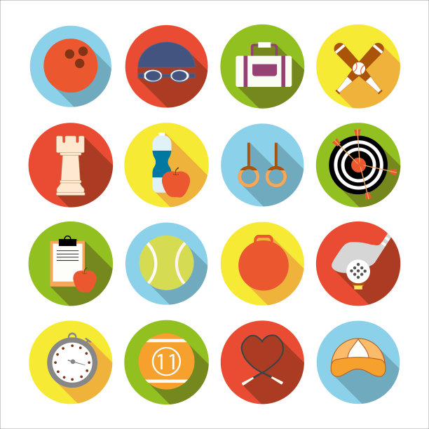 一套扁平的运动图标图片下载