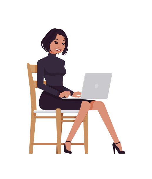 女商人，行政女士，黑色高领毛衣，裙椅，手提电脑图片下载