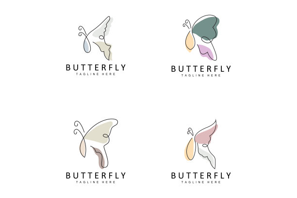 蝴蝶标志，动物设计与美丽的翅膀，装饰动物，产品品牌图片下载