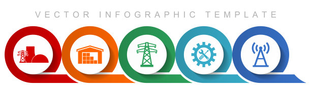 电力和能源图标集，各种图标，如发电厂，仓库，电力线，服务和天线的网页设计和移动应用程序，平面设计信息图矢量模板在eps 10图片下载