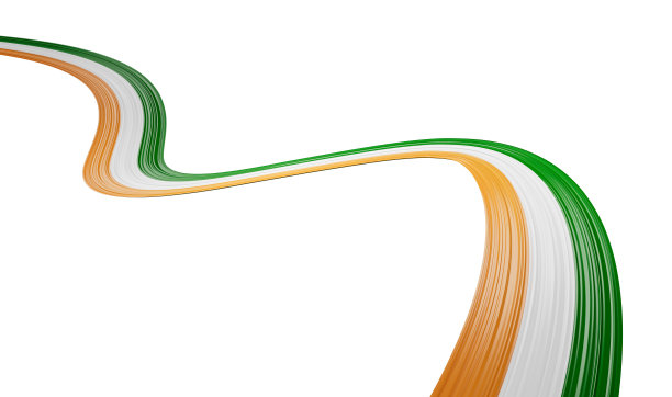 飘扬的丝带国旗的印度3d插图图片下载