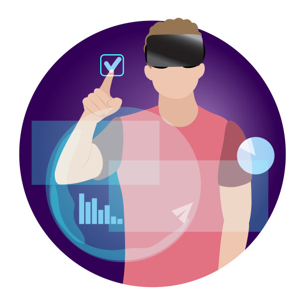 虚拟增强现实头盔。创新传媒娱乐理念。用计算机进行数据分析。图片下载