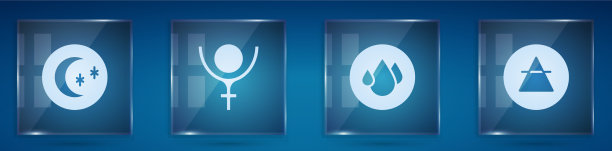 集月亮和星星象征冥王星水滴和图片下载