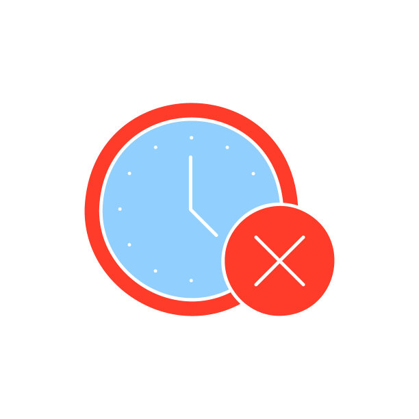 时钟上有十字标记，取消约会，截止日期白色轮廓图标。时间管理符号设计。图片下载