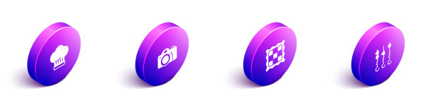 设置等距厨师帽照片相机方格图片下载