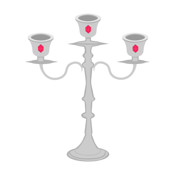 镶有红色宝石的银烛台图片下载