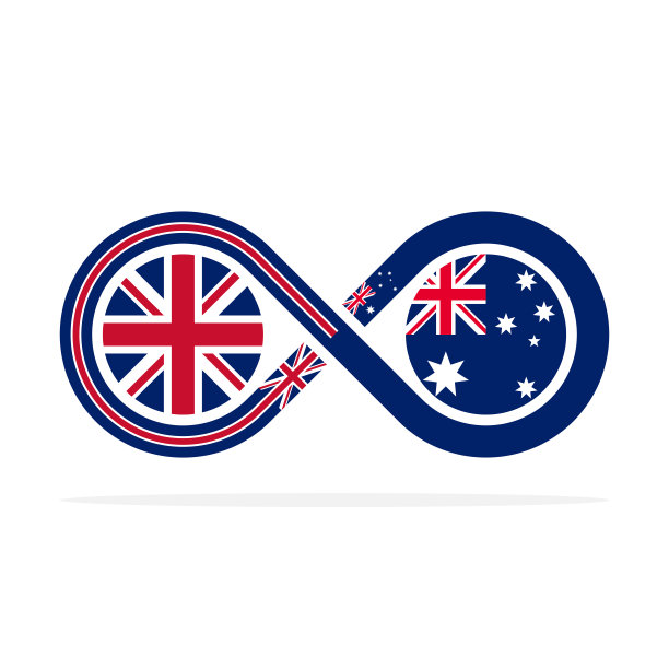 统一的概念。英语和澳大利亚英语翻译图标。矢量插图隔离在白色背景上图片下载