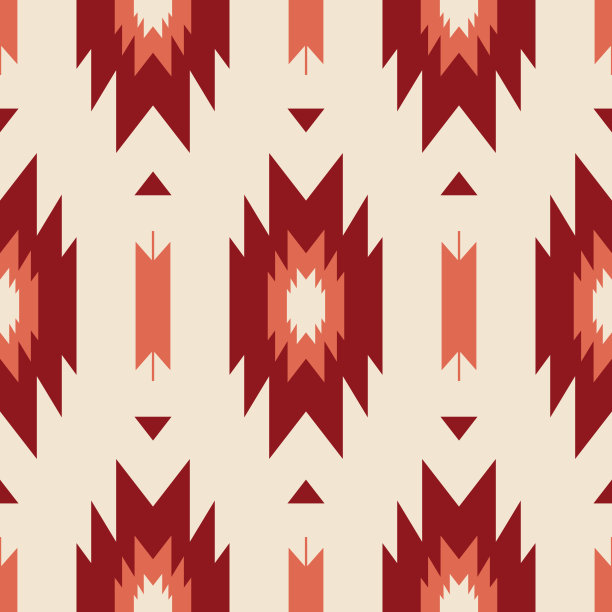 阿兹特克纳瓦霍彩色复古红色图案。图片下载
