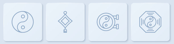 设定阴阳线符号的中国纸灯笼图片下载