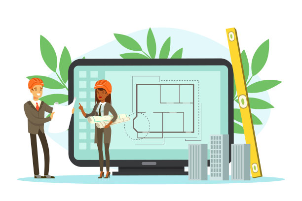 男建筑师和女建筑师在讨论项目图片下载