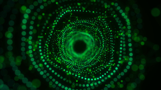 蓝色背景上的未来动态线框隧道。数字数据流。先进的IT技术。3 d渲染。图片下载